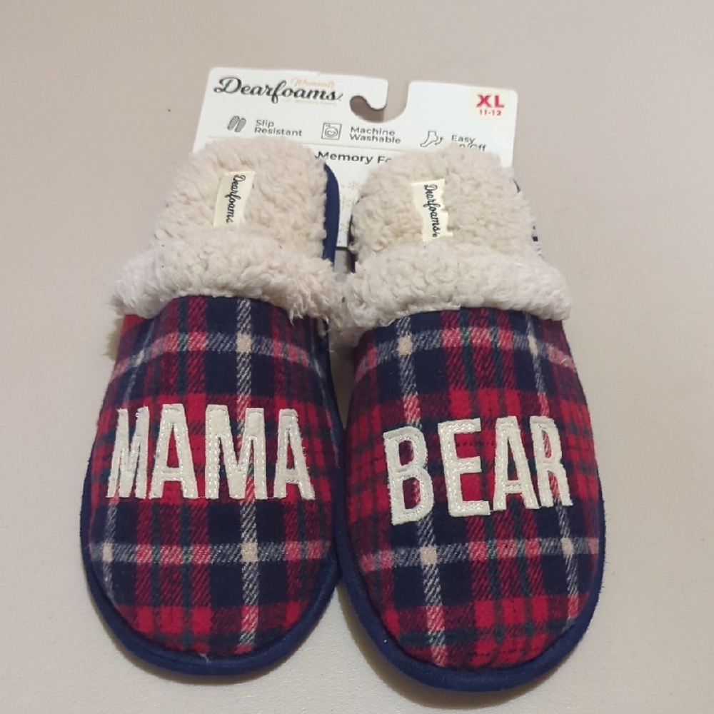Dearfoams Women's Plaid Slippers - Red, Blue, White